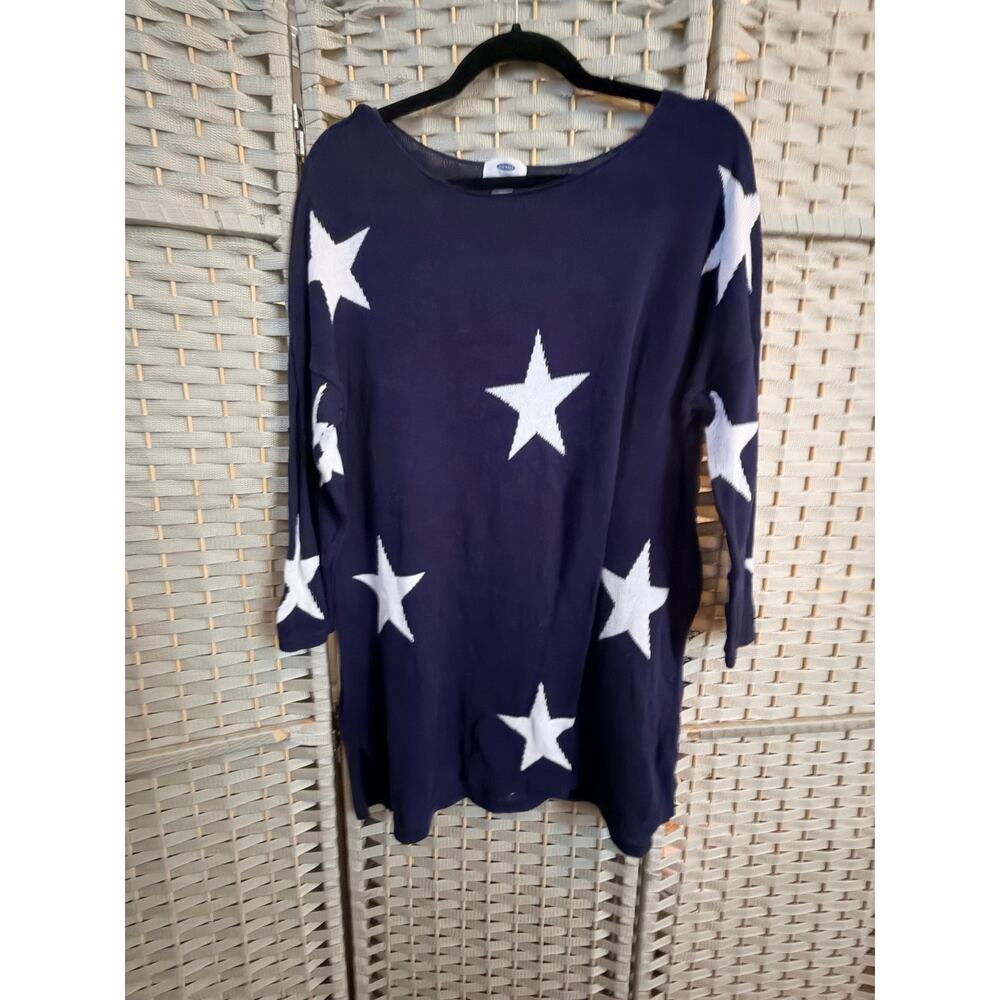 Old Navy Sweater Mini Dress Women's Blue XL Wide Crew Neckline Long Sleeve